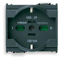 Vimar Idea Outlet, Italian/German/USA, 2P+E, 16A/250V, 2 Modules, SICURY, Grey