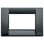 Vimar Idea Square Cover Plate, Die-Cast Metal, Black 11, 3 Modules