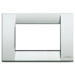 Vimar Idea Square Cover Plate, Die-Cast Metal, Matte Silver, 3 Modules