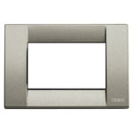 Vimar Idea Square Cover Plate, Die-Cast Metal, Matte Titanium 24, 3 Modules