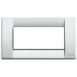 Vimar Idea Square Cover Plate, Die-Cast Metal, Matte Silver, 4 Modules