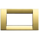 Vimar Idea Square Cover Plate, Die-Cast Metal, Polished Gold, 4 Modules