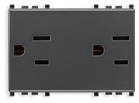 Vimar Eikon Outlet, USA/Arabian, Duplex, 2P+E, 15A/127V, 3 Modules, SICURY, Grey