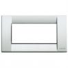 Vimar Idea Square Cover Plate, Die-Cast Metal, Matte Silver, 4 Modules