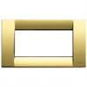 Vimar Idea Square Cover Plate, Die-Cast Metal, Polished Gold, 4 Modules