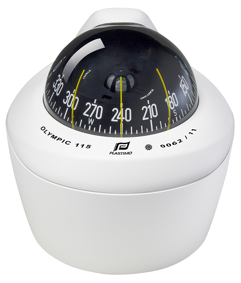 Plastimo Olympic 115 Compass - White Black Conical Card